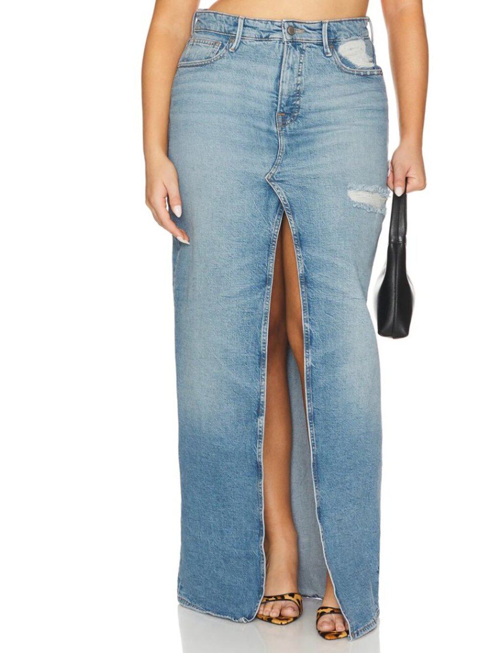 Good American "Good Ease" Denim Maxi Skirt